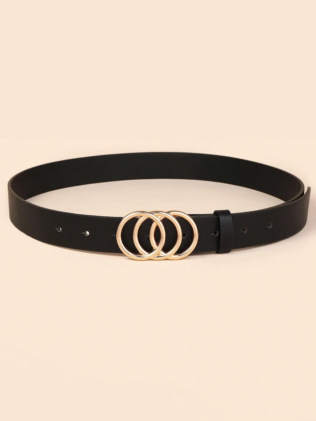 1pc Pu Three-Ring Belt With Alloy Buckle Decor For Women, Trendy All-Match Belt