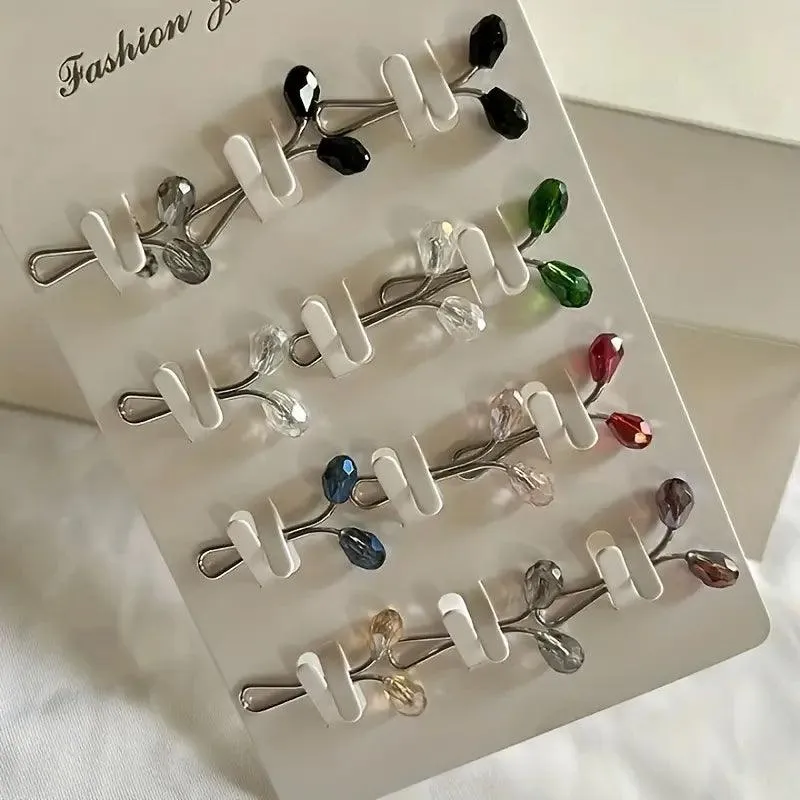 4/8/12 Pcs Crystal U-shaped Scarf Buckle Clip Set