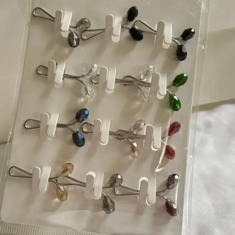 4/8/12 Pcs Crystal U-shaped Scarf Buckle Clip Set