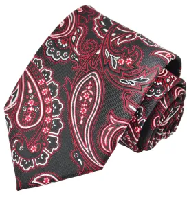 Baked Apple Red and Black Paisley 7-fold Silk Tie Set