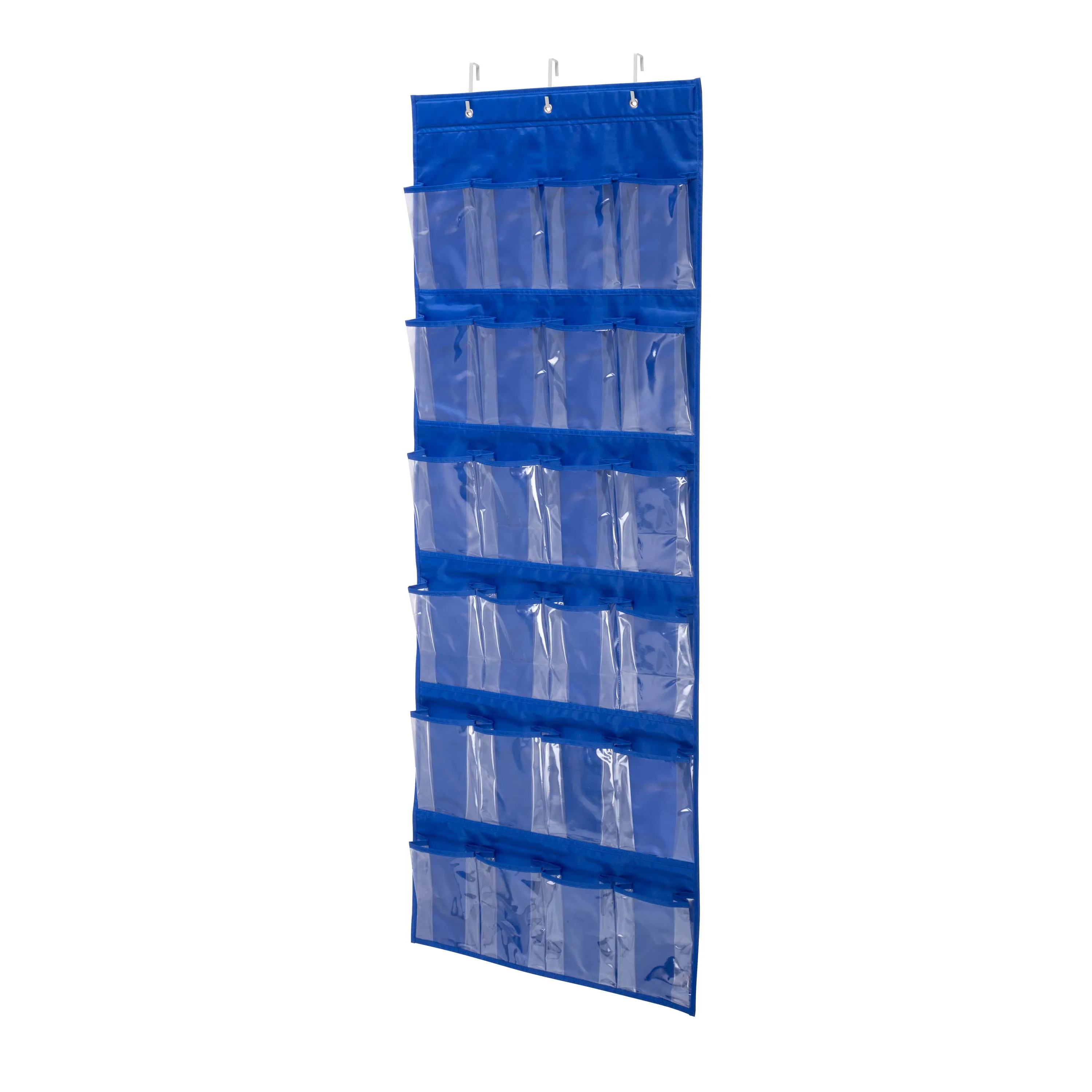 Blue 24-Pocket Over-The-Door Hanging Shoe Organizer