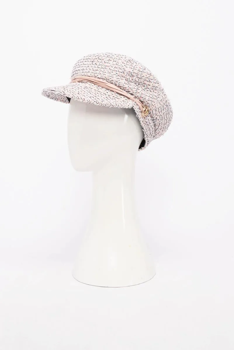 Chanel Pink Tweed Newsboy Cap