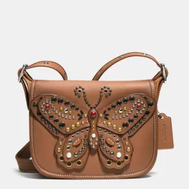 COACH PATRICIA SADDLE BAG 23 IN GLOVE CALF LEATHER WITH BUTTERFLY STUD