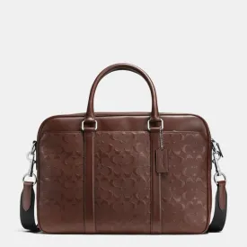 Coach PERRY COMPACT BRIEF IN SIGNATURE CROSSGRAIN LEATHER