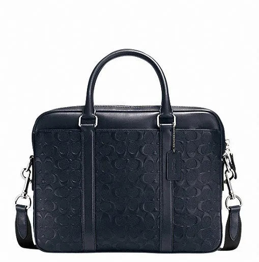 Coach PERRY COMPACT BRIEF IN SIGNATURE CROSSGRAIN LEATHER