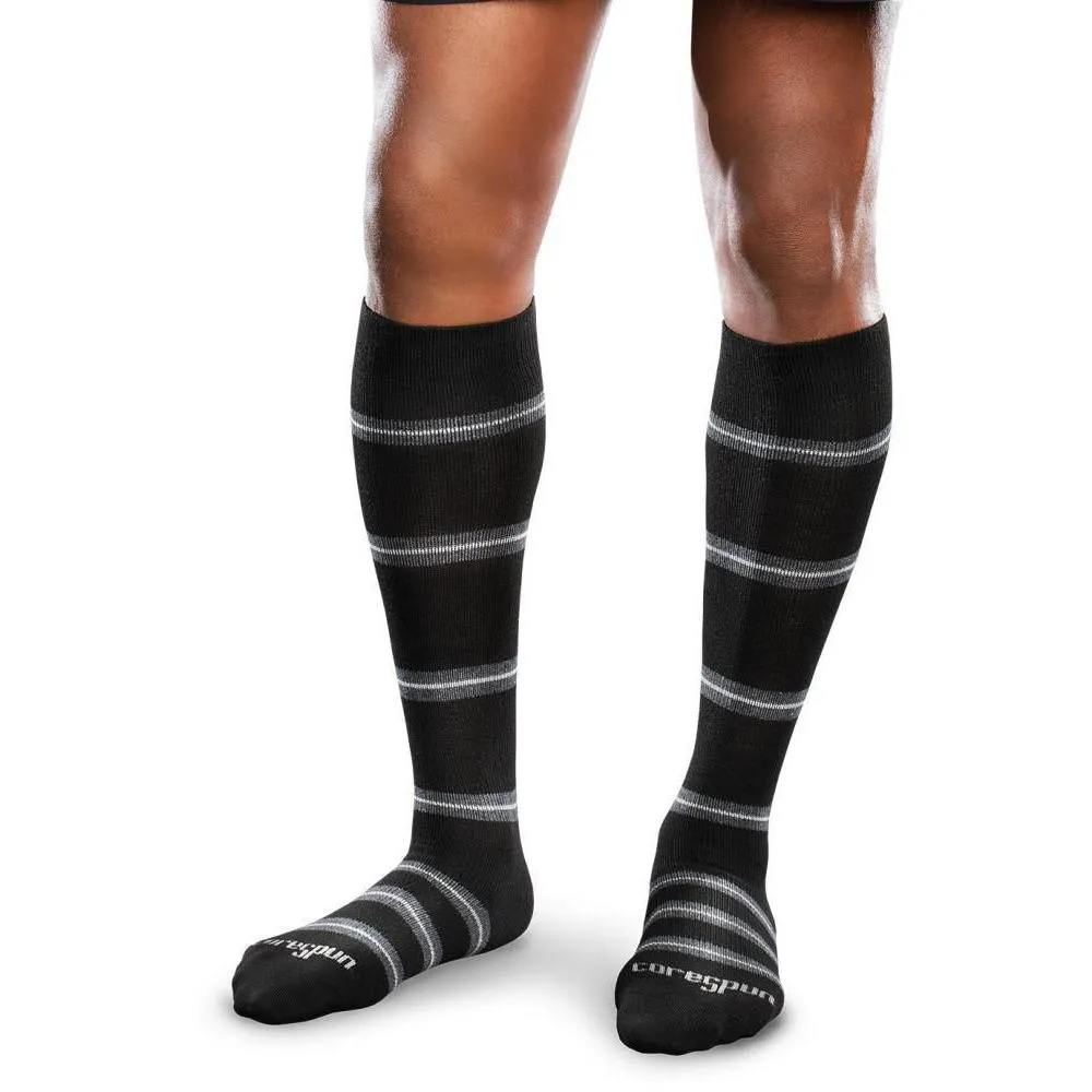 Core-Spun by Therafirm Patterned Thin Line Socks for Men & Women 20-30mmHg