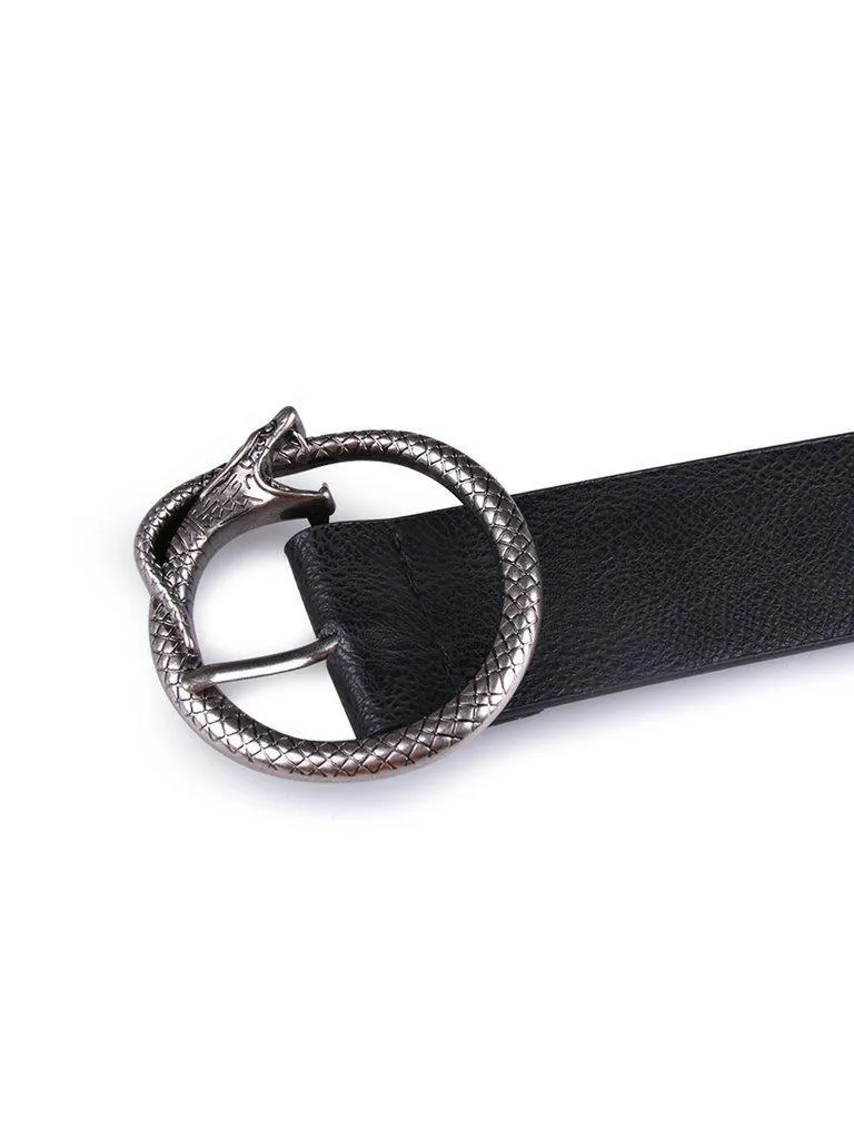 Faux Leather Circle Buckle Belt