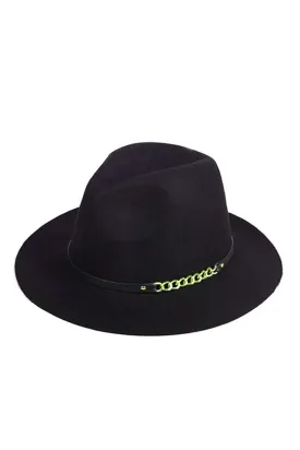 Felt Fedora Hat With Chain