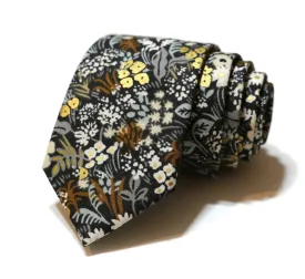 Grey Metallic Meadow Floral Necktie