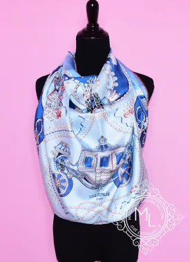 Hermes Ciel Bleu Glacier Twill Silk 90 cm Paperoles Scarf