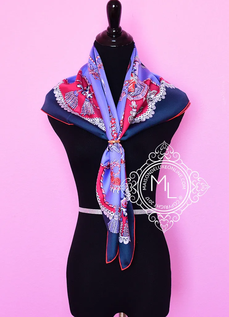 Hermes Parme Framboise Twill Silk 90 cm Paperoles Scarf