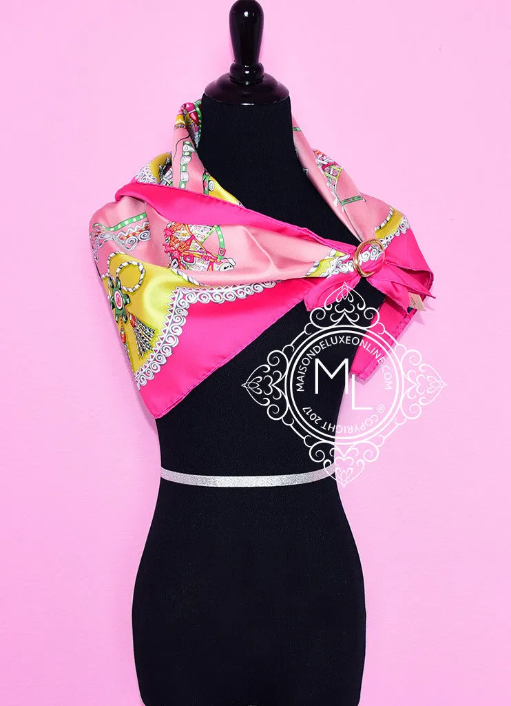 Hermes Rose Pink Twill Silk 90 cm Paperoles Scarf