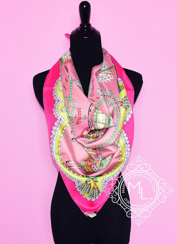 Hermes Rose Pink Twill Silk 90 cm Paperoles Scarf