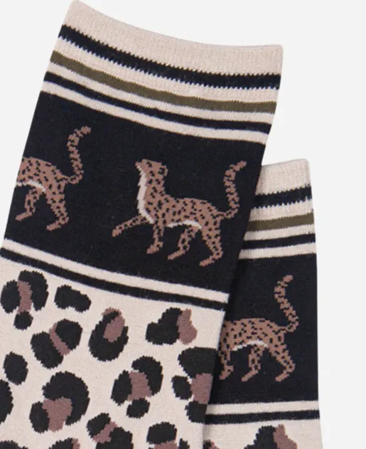 Leopard Border Bamboo Socks