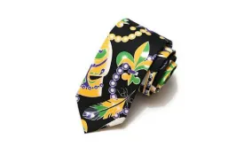 Mardi Gras Mask & Beads Necktie