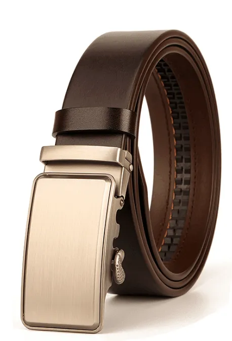 Matt Finish Ratcheted Leather Dress Belt