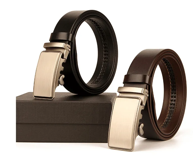 Matt Finish Ratcheted Leather Dress Belt