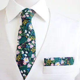 Men's Necktie / Wildflowers In Hunter