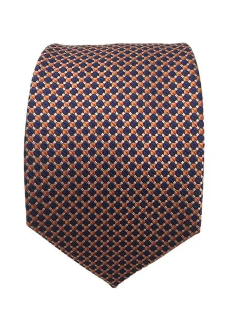 Navy Blue and Orange Geometric Men's Tie