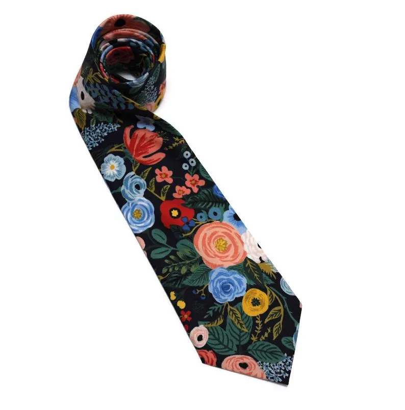 Navy Garden Party Floral Necktie