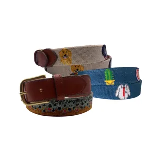 Needlepoint Custom Belts, Personalized Hand stitched belts to fit your personality!