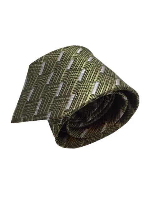 Olive Green Geometric Men's Tie