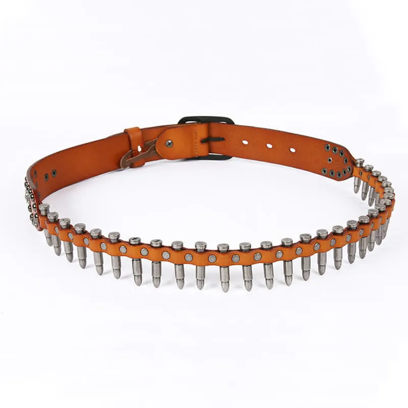 Personality Cool Bullet Rivet Leather Belt