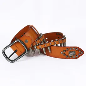 Personality Cool Bullet Rivet Leather Belt