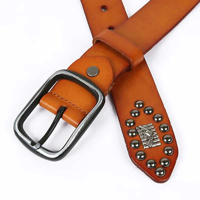 Personality Cool Bullet Rivet Leather Belt