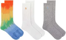 Polo Ralph Lauren Women's 3-Pack Polo Beach Dye Crew Socks