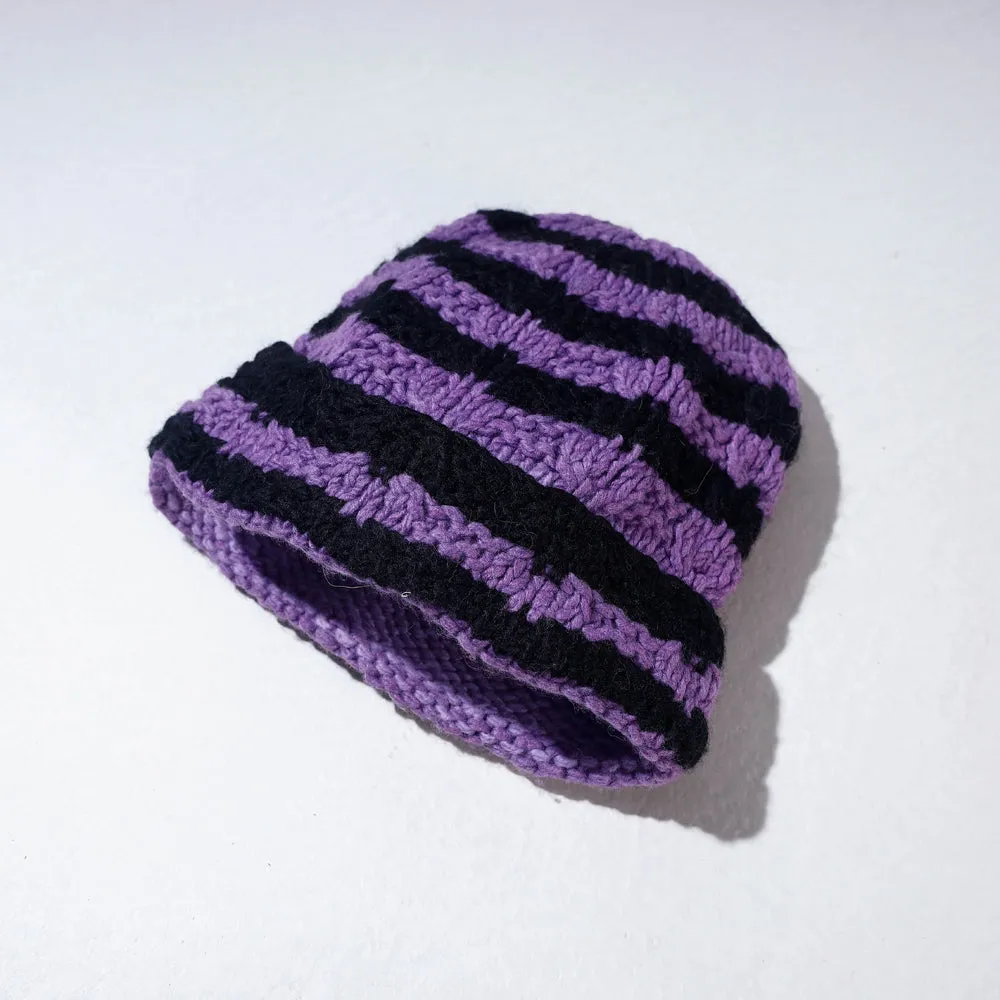 Purple - Kullu Karishma Handwoven Pure Angora & Merino Wool Cap