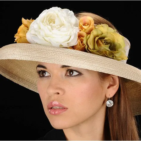 SE7013-Designer Open top ladies dress hat with assorted flowers