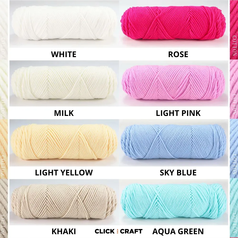 White Knitting Cotton Yarn | 8-ply Light Worsted Double Knitting