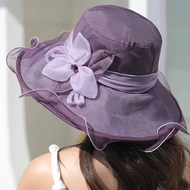 Women's Mulberry Silk Sun Hat with UV Protection and Big Brim